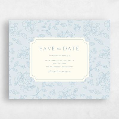 Blue Floral Wedding Save the Date - Selindra Landscape