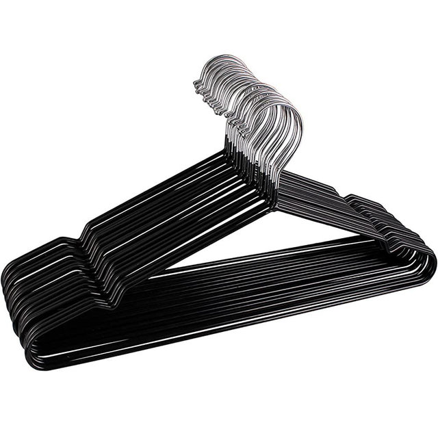 Kabudar Metal Hangers Non-Slip Suit Coat Hangers Chrome and Black Friction, Metal Clothes Hanger with Rubber Coating, 16 Inches Wide, Set of 20 (Black)