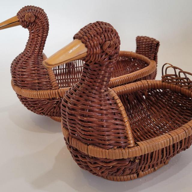 Vintage duck basket wicker nesting baskets brown home decor