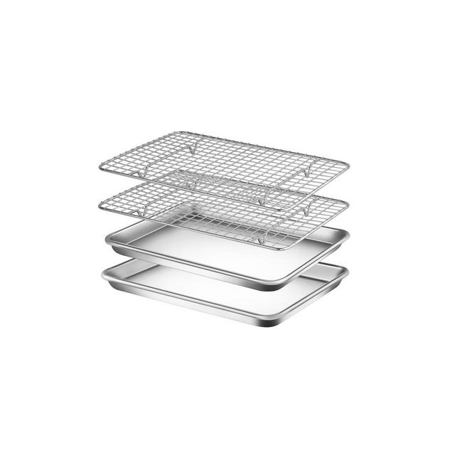 NutriChef Non Stick Baking Sheets, Cookie Pan Aluminum Bakeware with Cooling Rack, Professional Quality Kitchen Cooking Non-Stick Bake Trays