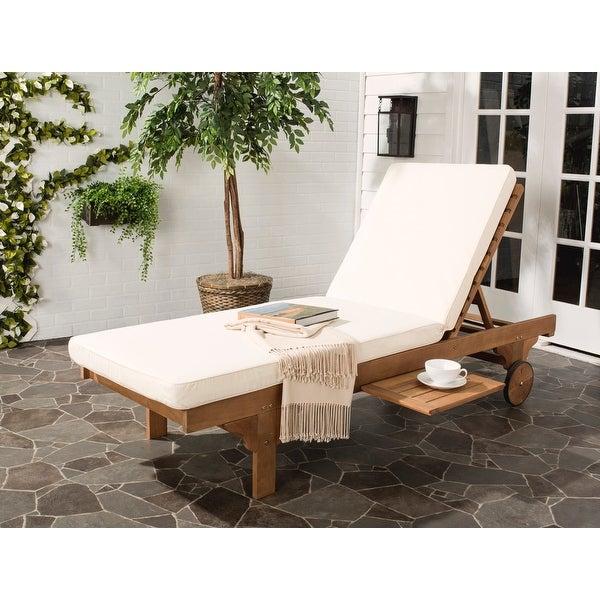 Safavieh Outdoor Living Newport Brown Cart Wheel Adjustable Chaise - 27.6" x 78.7" x 14.2"