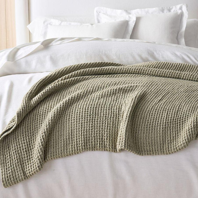Waffle Weave Blanket, Full/Queen, Eucalyptus