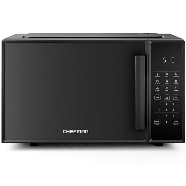 Chefman Countertop Microwave Oven 0.9 Cu. Ft., 900 Watts with 10 Power Levels, 6 Cooking Presets with One-Touch Express Cook, Eco Mode, Child Safety Lock, & Mute Button - Black