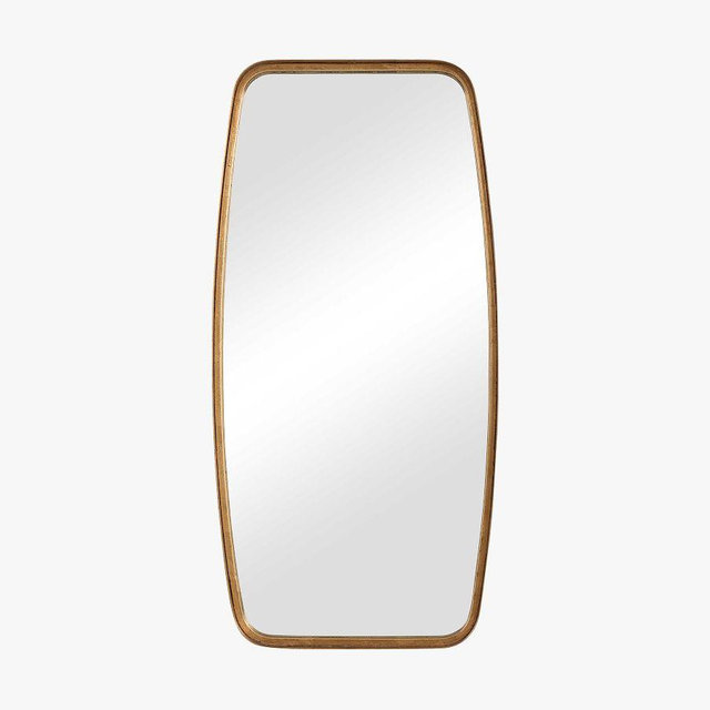 Elsa Curved Rectangular Mirror, 20"W x 40"H, Brass