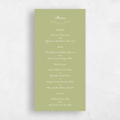 Soft Moss, Green Wedding Menu - Margot