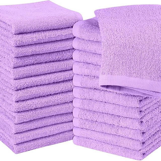 Utopia Towels Cotton Washcloths Set - Pack of 24 - 100% Ring Spun Cotton, Premium Quality Flannel Face Cloths, Highly Absorbent and Soft Feel Fingertip Towels (24 Pack, Lavender)