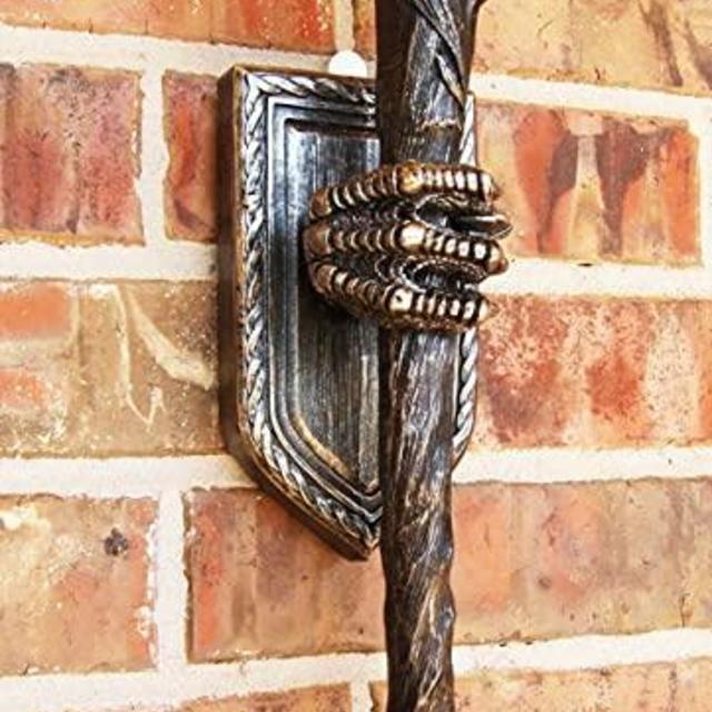 Ebros Medieval Renaissance Dungeon Dragon Head Scepter Orb Torch 23.5" Long with Color Changing LED Light and Wall Mounted Dragon Claws Holder Wizards and Dragons Sorcery