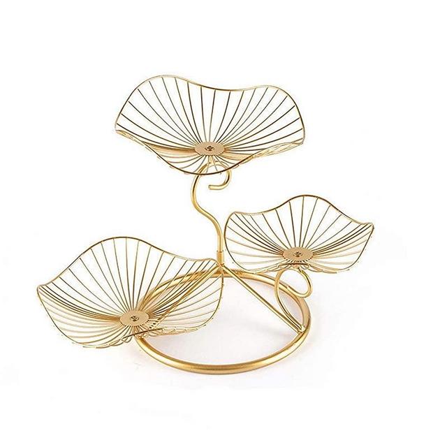 Landtom 3-Tier Fruit Basket Holder Decorative Fruit Bowl Stand, Gold (Type A)