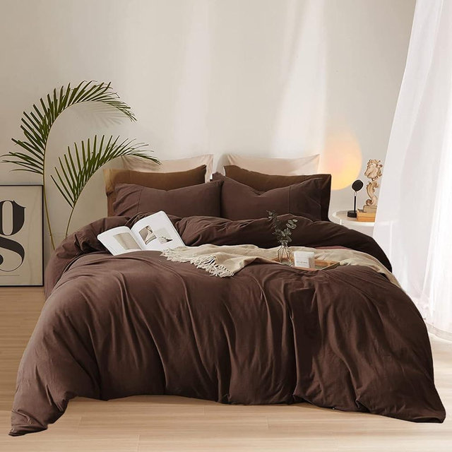 Pureant Dark Brown Comforter Set King Size Mocha Coffee Bedding Comforters Plain Brown Cotton Bed Quilts Men Women Chocolate Brown Comforter Luxury Soft Dusty Brown Comforter Bedding Vintage Chestnut