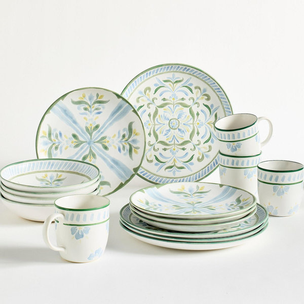 16- Piece Chambray Tile Multi Stoneware Dinnerware Set
