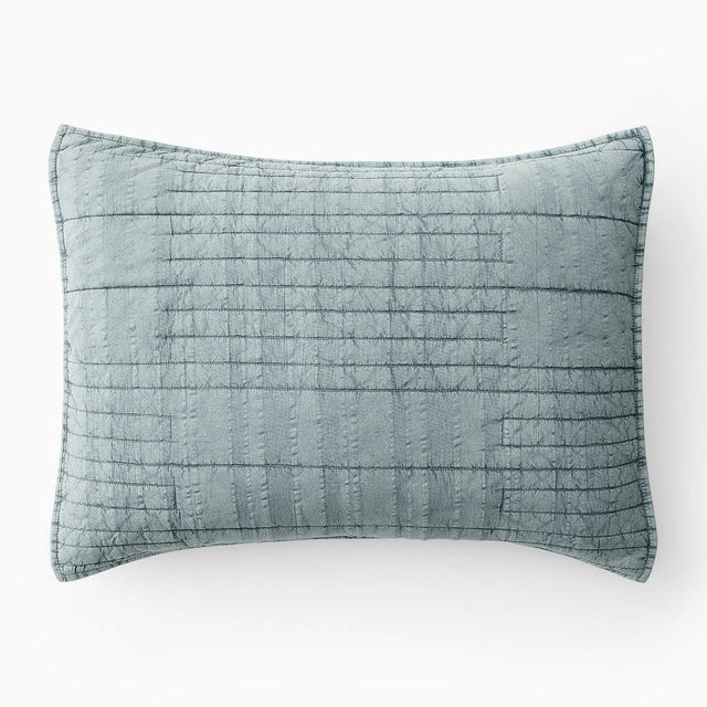 Parks Garment Washed Cotton Standard Sham, Chambray
