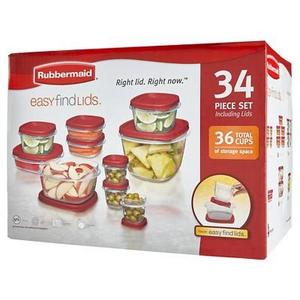 Rubbermaid Food Storage Container Set 34pc Red
