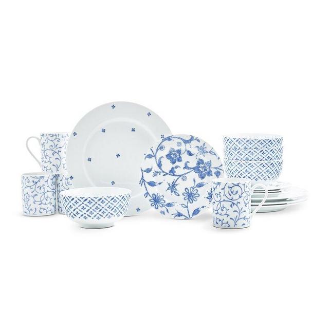 Spode Home Blue Indigo 16 Piece Dinnerware Set, Service for 4