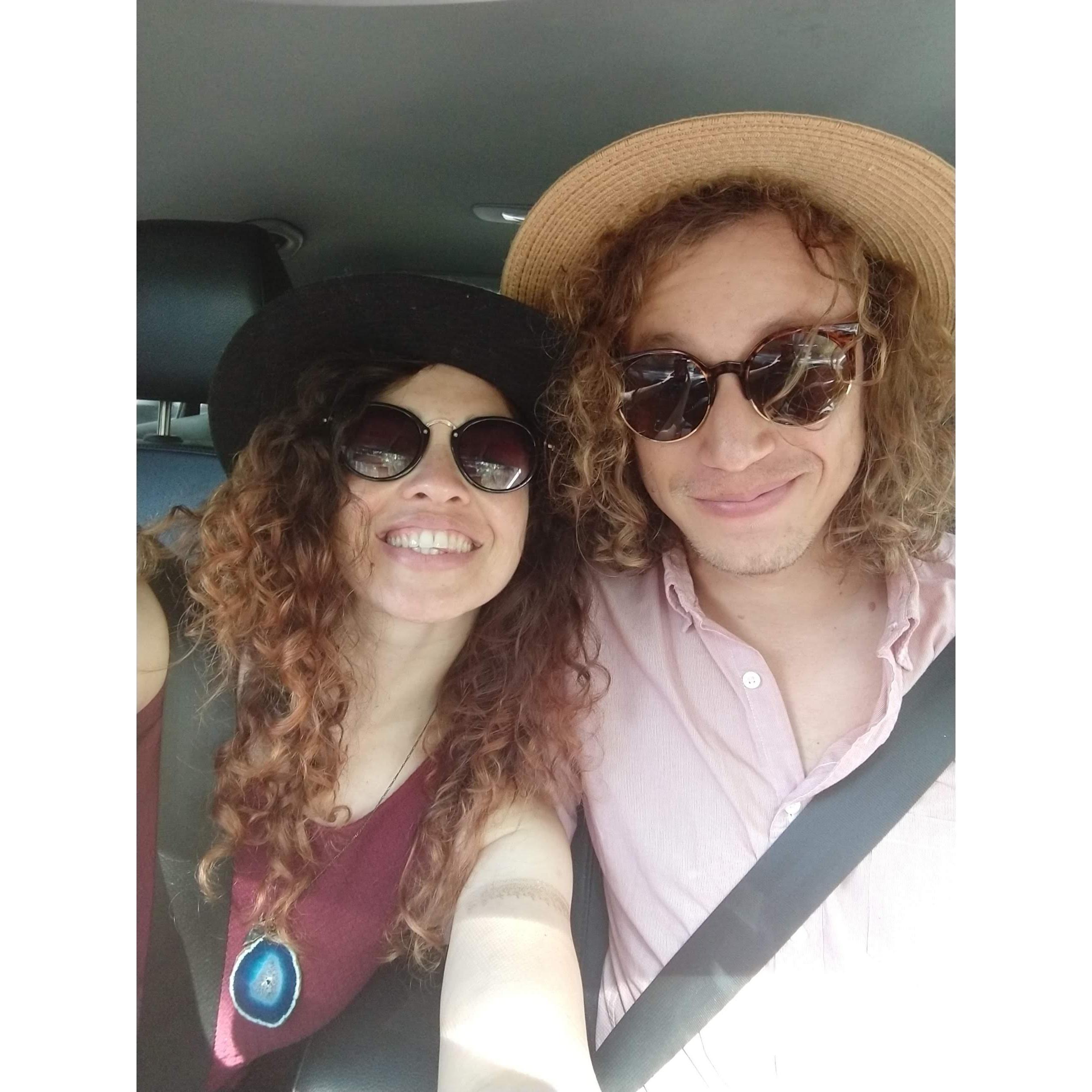 Our first lil getaway together. I've always loved surprises. Here is where we realized we have the same hair! :)