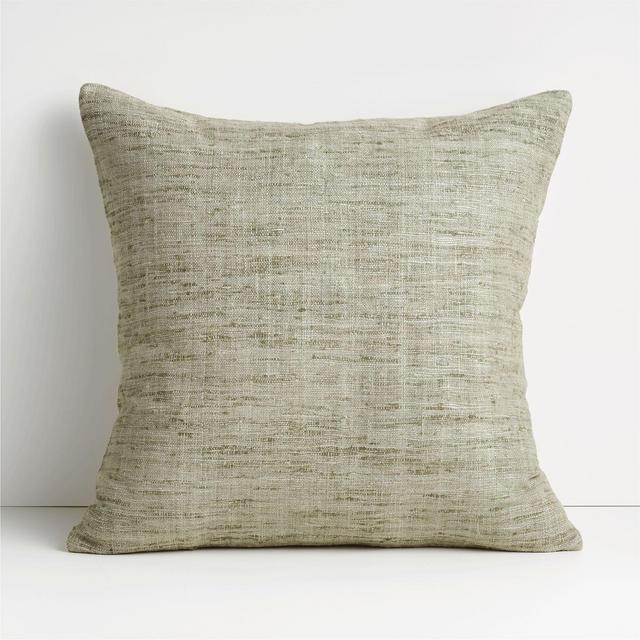 Light Grey 20" Cotton Sari Silk Pillow with Feather-Down Insert