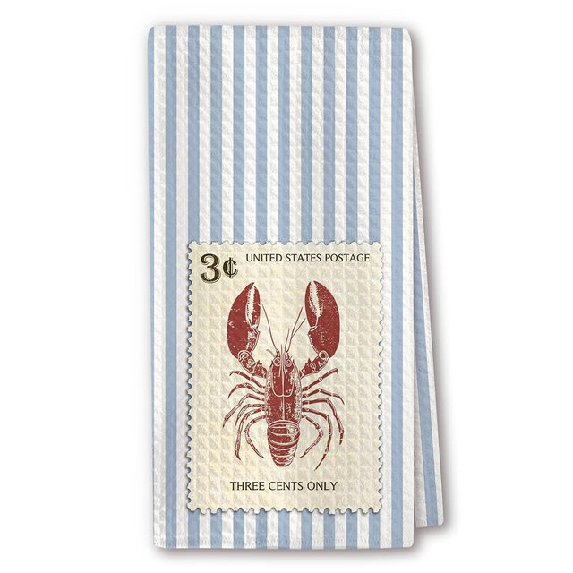 RZQIJ Cute Kitchen Towels - Vintage Lobster Postage Stamp Design, Nautical Coastal Home Decor, Classic Red Lobster Artwork, Perfect for Kitchen or Bathroom Towels, 16"x24"(261)