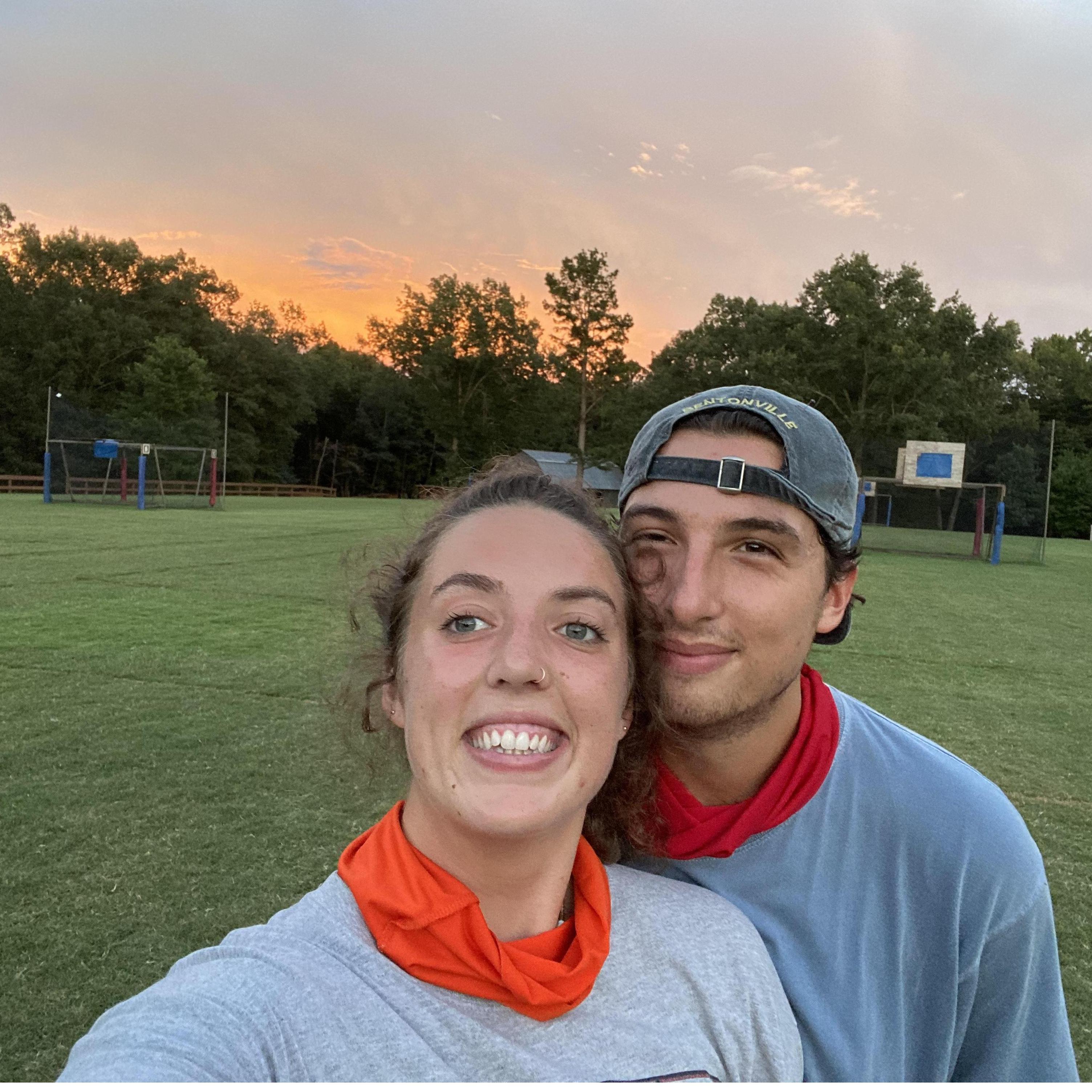 Playing soccer together while at camp.