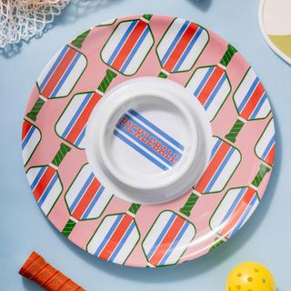 League Pickle Ball Melamine Chip-n-Dip, Set of 2