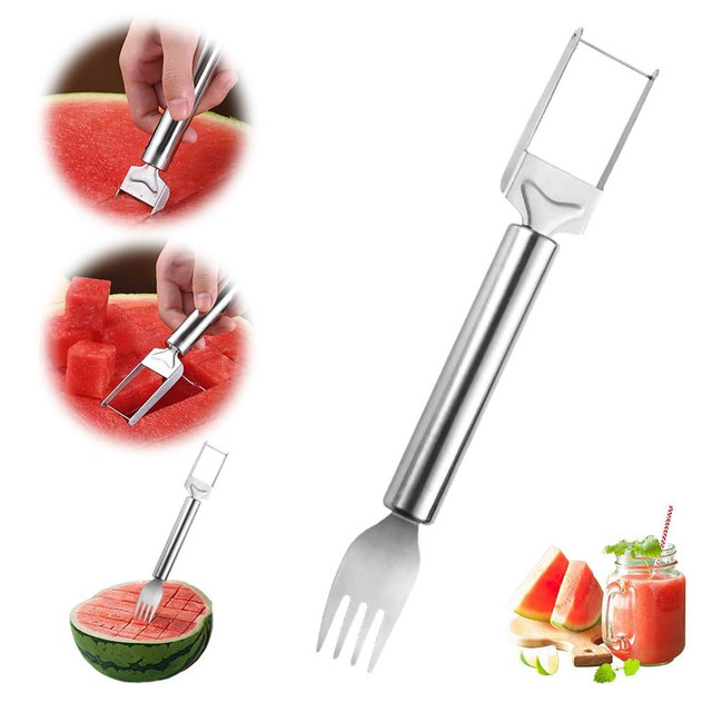 2-in-1 Stainless Steel Fruit Cutter Watermelon Cutter,2025 Watermelon Slicer Watermelon Cutters Melon Cutter Tool, Watermelon Cutting tool Stainless Steel for Kitchen(1pc)