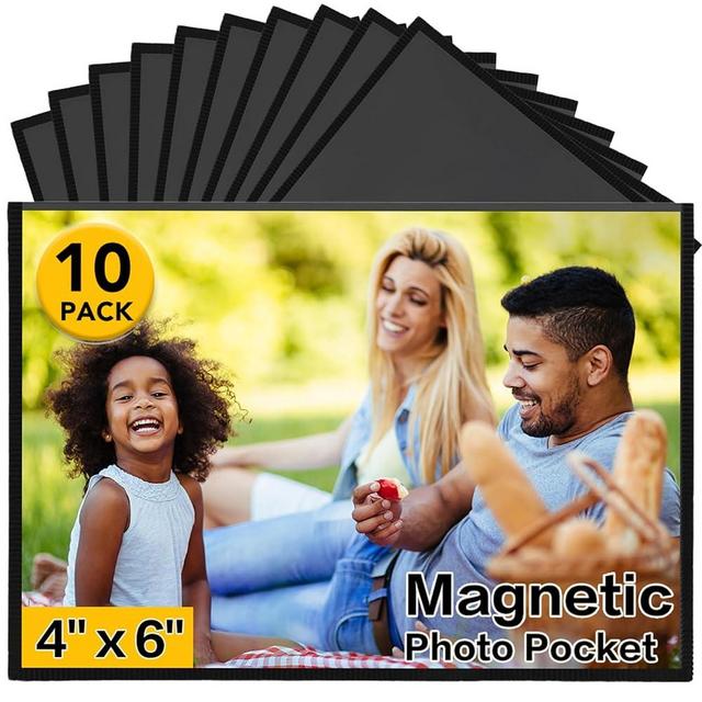 YixangDD Magnetic Picture Frames 10 Packs-Fridge Magnetic Photo Frames-Holds 4 x 6 Inches Photos,Black