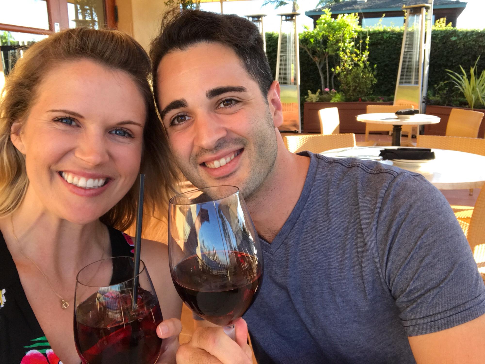 When I used to work on Coronado Island, George would meet me and we'd stroll to get happy hour. Our view here is the San Diego skyline at sunset- sigh!