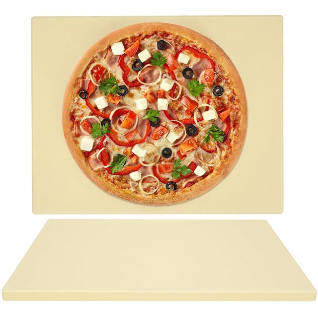 GOOD GAIN Pizza Stone for Oven Grill - Cordierite Baking Stone for Bread, Pies | 15'' x 12'' Rectangular Oven Stones for Cooking | Indoor,Outdoor | Durable, Heat Shock Resistant (Beige)