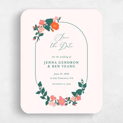Green Rounded Wedding Save the Date - Brighton Portrait