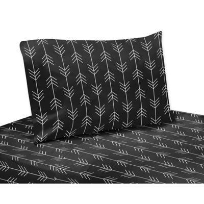 Sweet Jojo Designs® Rustic Patch Moose Queen Sheet Set in Black/White