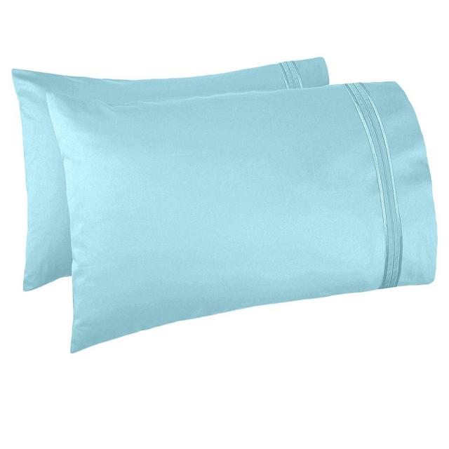 Nestl Bedding Set of 2 Premium Pillowcases – Luxury Super Soft 100% Double Brushed Microfiber, Hypoallergenic & Breathable Design, Soft & Comfortable Hotel Luxury – King - Light Baby Blue