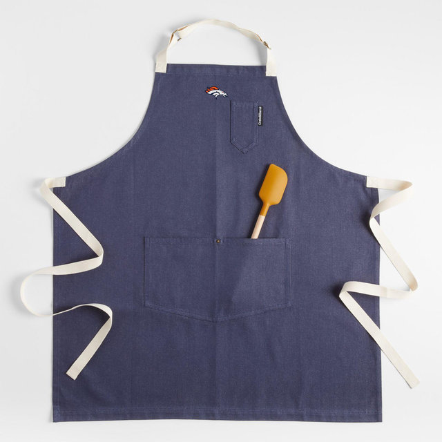 NFL Denver Broncos Indigo Organic Cotton Kitchen Apron with Pockets