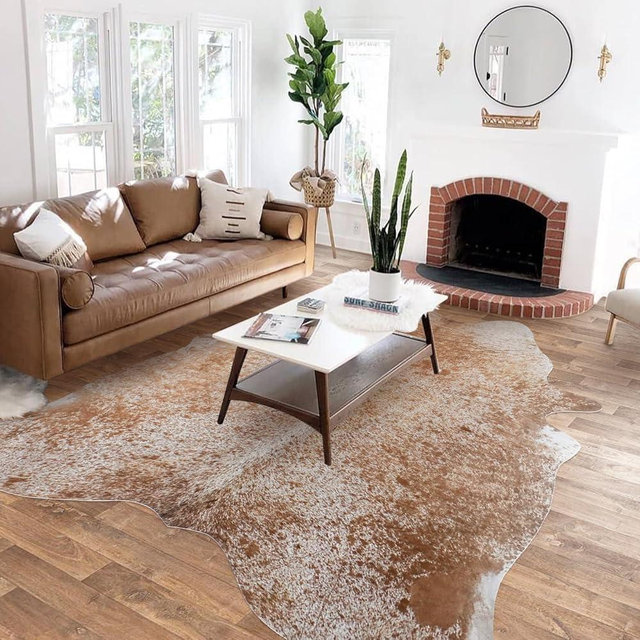 Cowhide Rug Faux Cow Hide Large 8x10 Premium Cow Print Rugs Non-Slip Area Rug Animal Western Rugs for Living Room Bedroom Diningroom for Western Decor