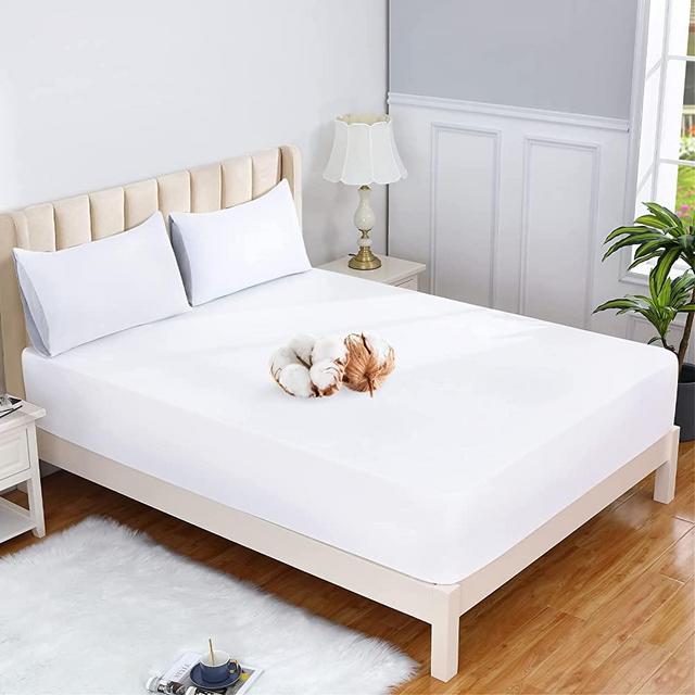 King Fitted Sheet Only Deep Pocket 600-Thread-Count 100% Cotton Fitted Sheet Egyptian Quality Bedding White Fitted Sheet King Deep Pocket up to 16 inch, Wrinkle and Fade Resistant
