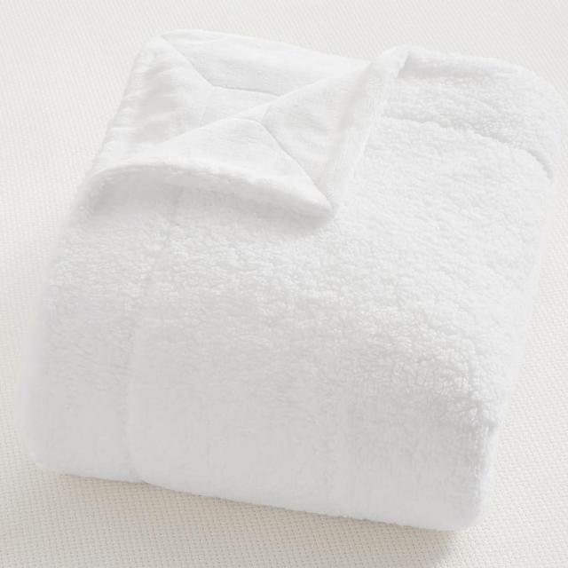 White Marshmallow Sherpa Blanket, Full/Queen