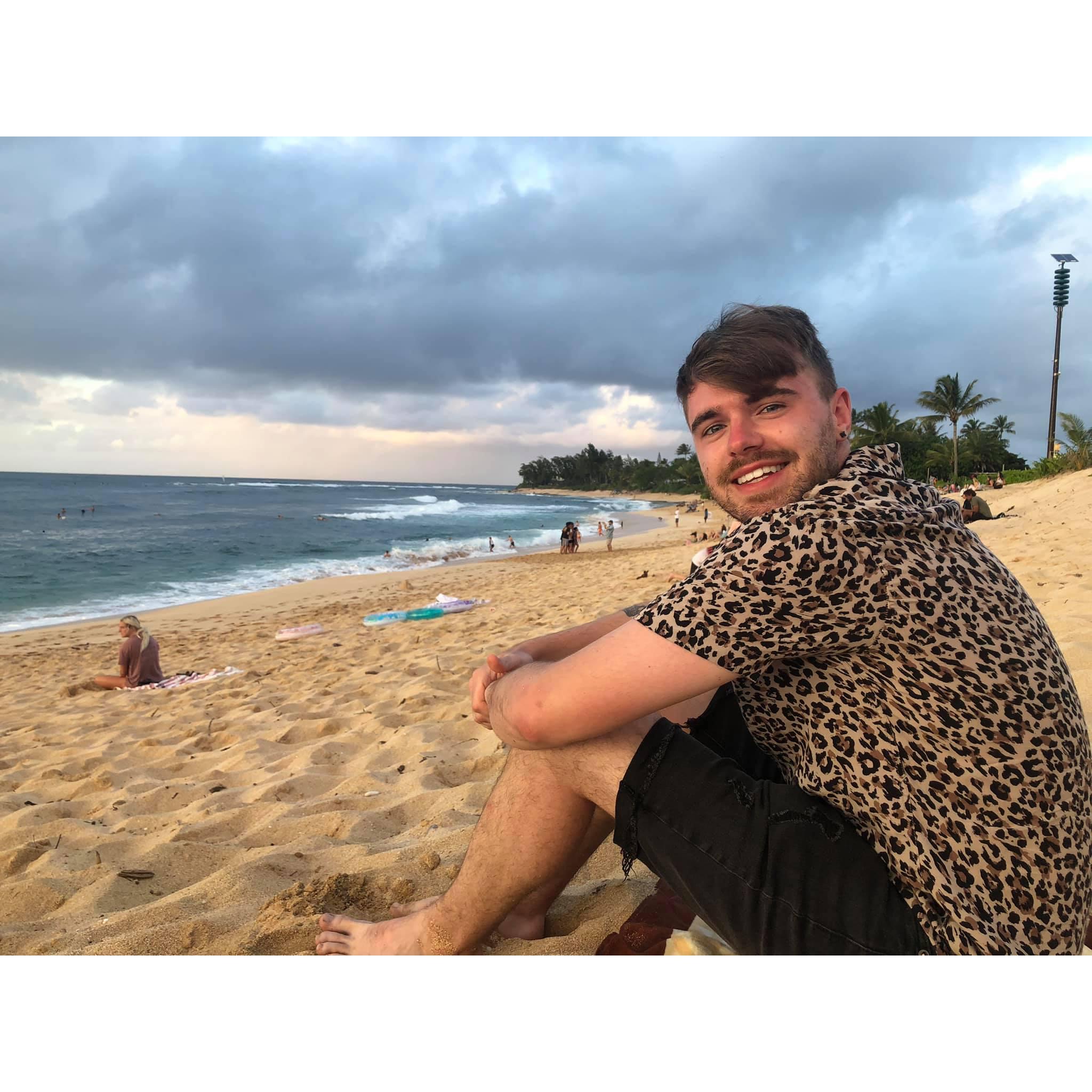 minutes before he proposed! Sunset Beach, Oahu 2021