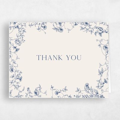 Blue Whimsical Wedding Thank You - Plumeria Landscape