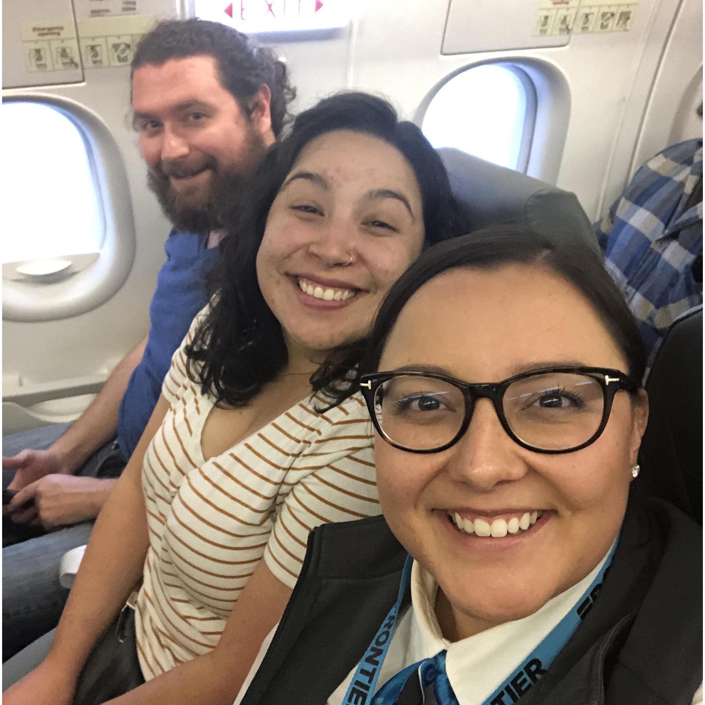 Jacob's first flight experience with the fight attendant sister!