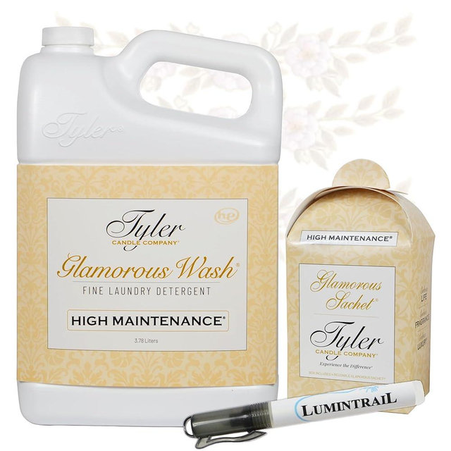 Tyler Glamorous Wash High Maintenance Fine Laundry Detergent with Stain Remover Pen and Dryer Sachets - Liquid Detergent Designed for Clothing - Hand & Machine - 128oz (1 Gal.) (High Maintenance)