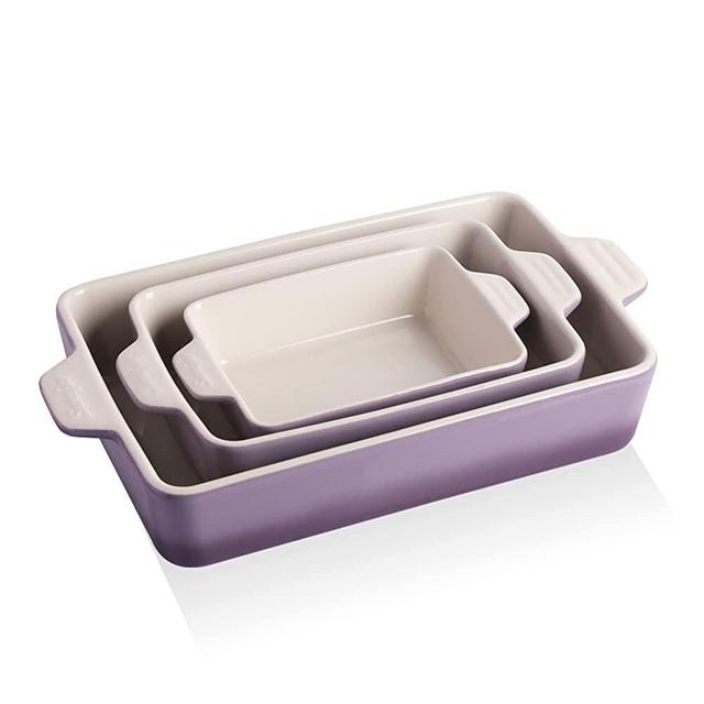 SWEEJAR Ceramic Bakeware Set, Rectangular Baking Dish Lasagna Pans for Cooking, Kitchen, Cake Dinner, Banquet and Daily Use, 11.8 x 7.8 x 2.75 Inches of Casserole Dishes (Gradient Purple)
