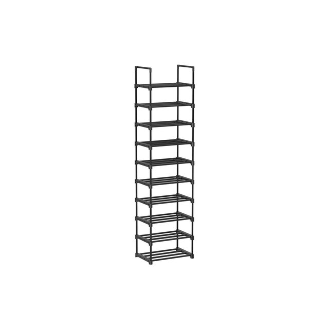 SONGMICS Shoe Rack, 10 Tier Shoe Organizer, Metal Shoe Storage Shelf for 20 Pairs of Shoes, Easy to Assemble, Entryway, Black