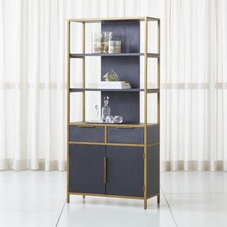 Oxford Wide Storage Black Wood Bookcase