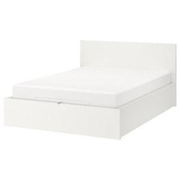 MALM Storage bed, white, Queen