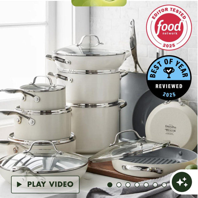 Valencia Pro Ceramic Nonstick 19-Piece Cookware Set | Cream