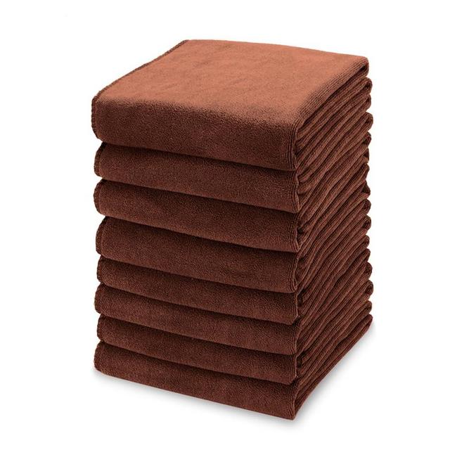 kimteny 13x28 Inches Kitchen Cloth Dish Towels, 400 GSM Premium Dishcloths, Super Absorbent Coral Velvet Microfiber Cleaning Cloths, Fast Drying Rags for Washing Dishes (8 Pack, Brown)