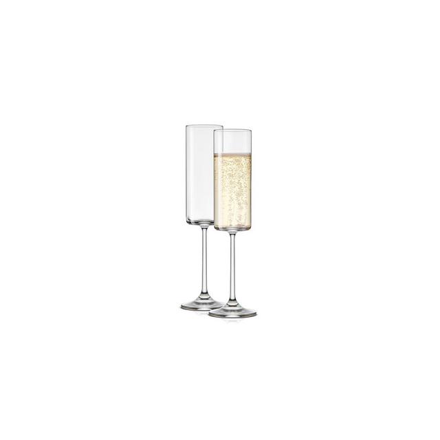 JoyJolt Claire Crystal Cylinder Champagne Glasses - Set of 2 Champagne Flutes - 5.7 oz