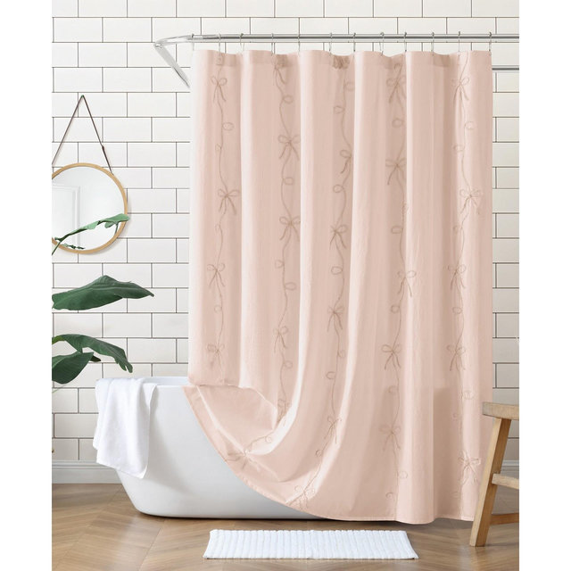 Peri Home Sasha Bows Cotton Shower Curtain, 72" x 72"
