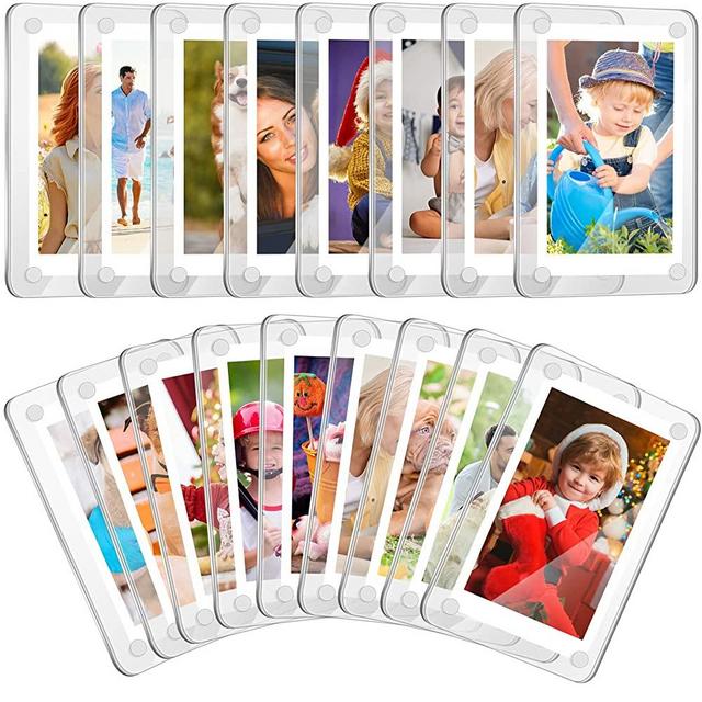 24 Pcs Acrylic Refrigerator Magnet Mini Picture Frame 2 x 3, Double Sided Fridge Magnetic Frame Clear Magnetic Photo Frames Picture Display Frame for Film Photos Cards Stamp, 2.36 x 3.54 Inch