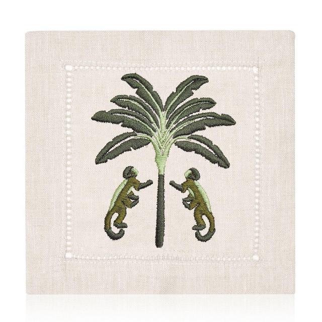 Set-of-Four Caribeña Embroidered Linen Cocktail Napkins