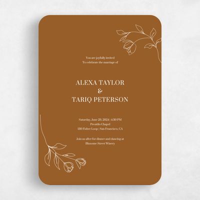 Brown Rounded Wedding Invitation - Maywood Classic