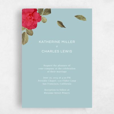 Soft Teal, Blue Wedding Invitation - Woads Classic
