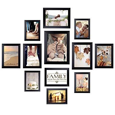 Homemaxs 12 Pack Picture Frames Collage Photo Frames Wall Gallery Kit for Wall and Home, One 8x10 in, Four 5x7 in, Five 4x6 in, Two 6x8 in, Black (5x7, 4x6,6x8)